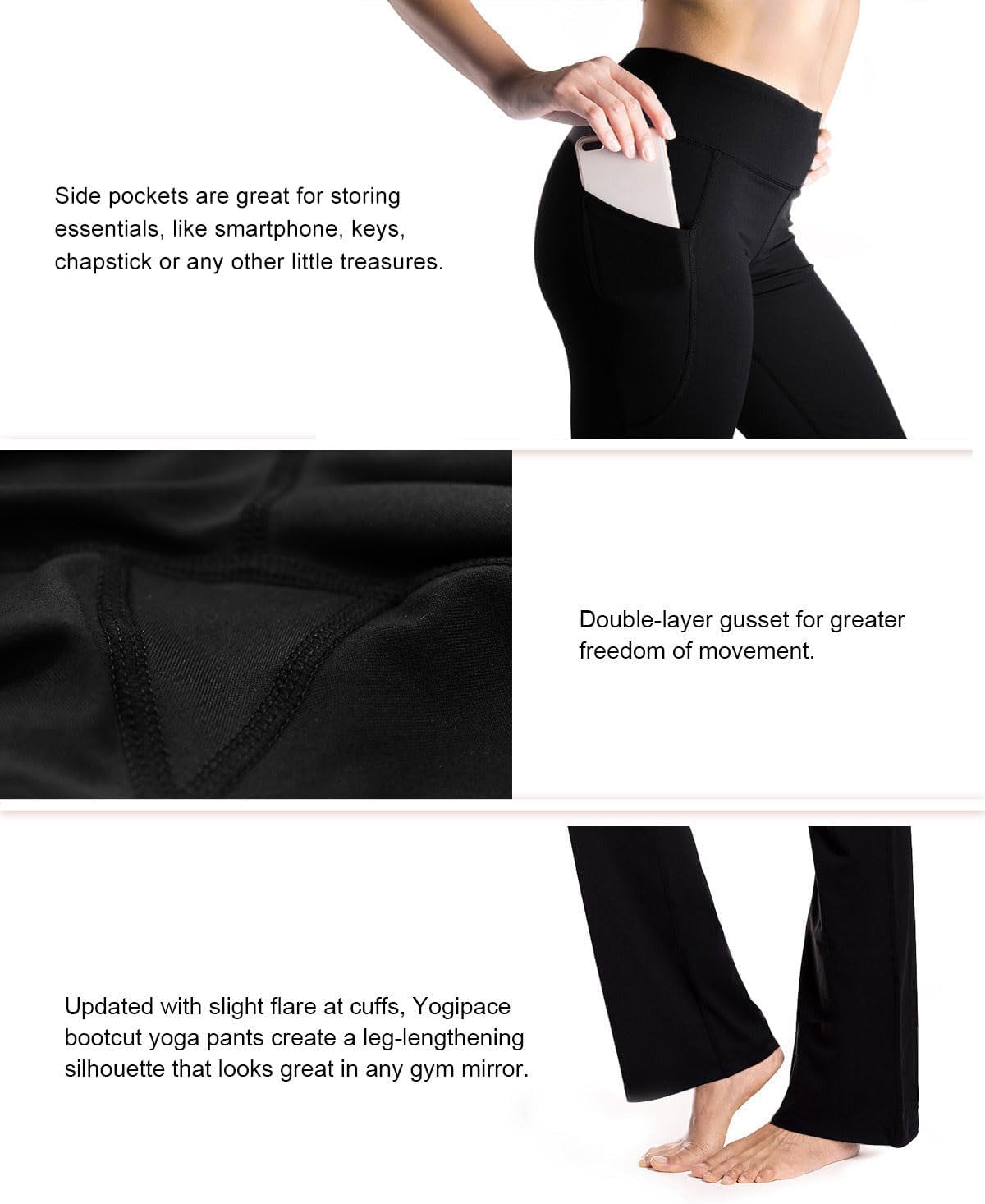 ,27"/29"/31"/33"/35"/37",Women'S Bootcut Yoga Pants Workout Pants Side Pockets